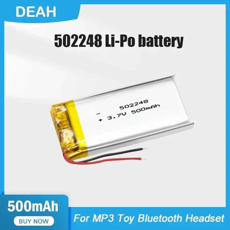 502248 052248 500mAh 3.7V Lithium Polymer Rechargebale Battery For MP3 MP4 GPS Toy Voice Recorder LED Light Bluetooth Headset