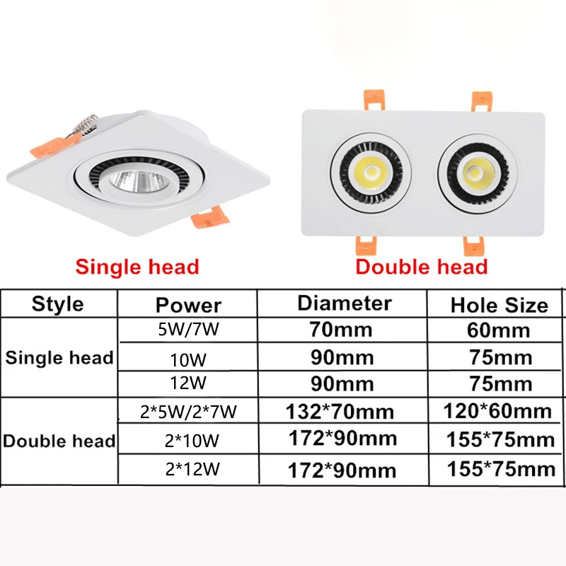 Imagem -05 - Luz de Teto Regulável Ajustável Ponto Circular Embutida Cob Downlight Ângulo de 360 ° Foco de Fundo 9w 12w 15w ac 110v220v