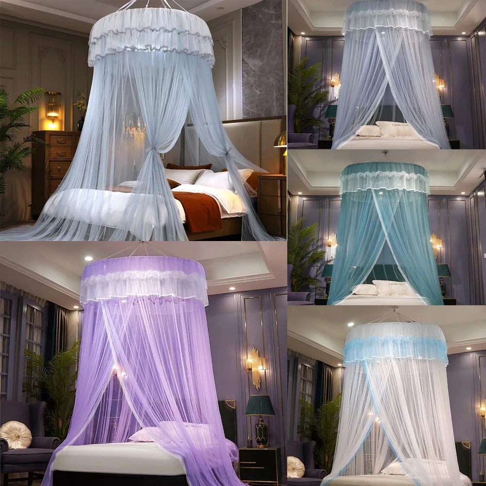 Elegant Lace Mosquito Net Window for Double Bed Fabric Door Folding Tent Bed Curtain Extendable Anti Mosquito Tent Romanti  모기장