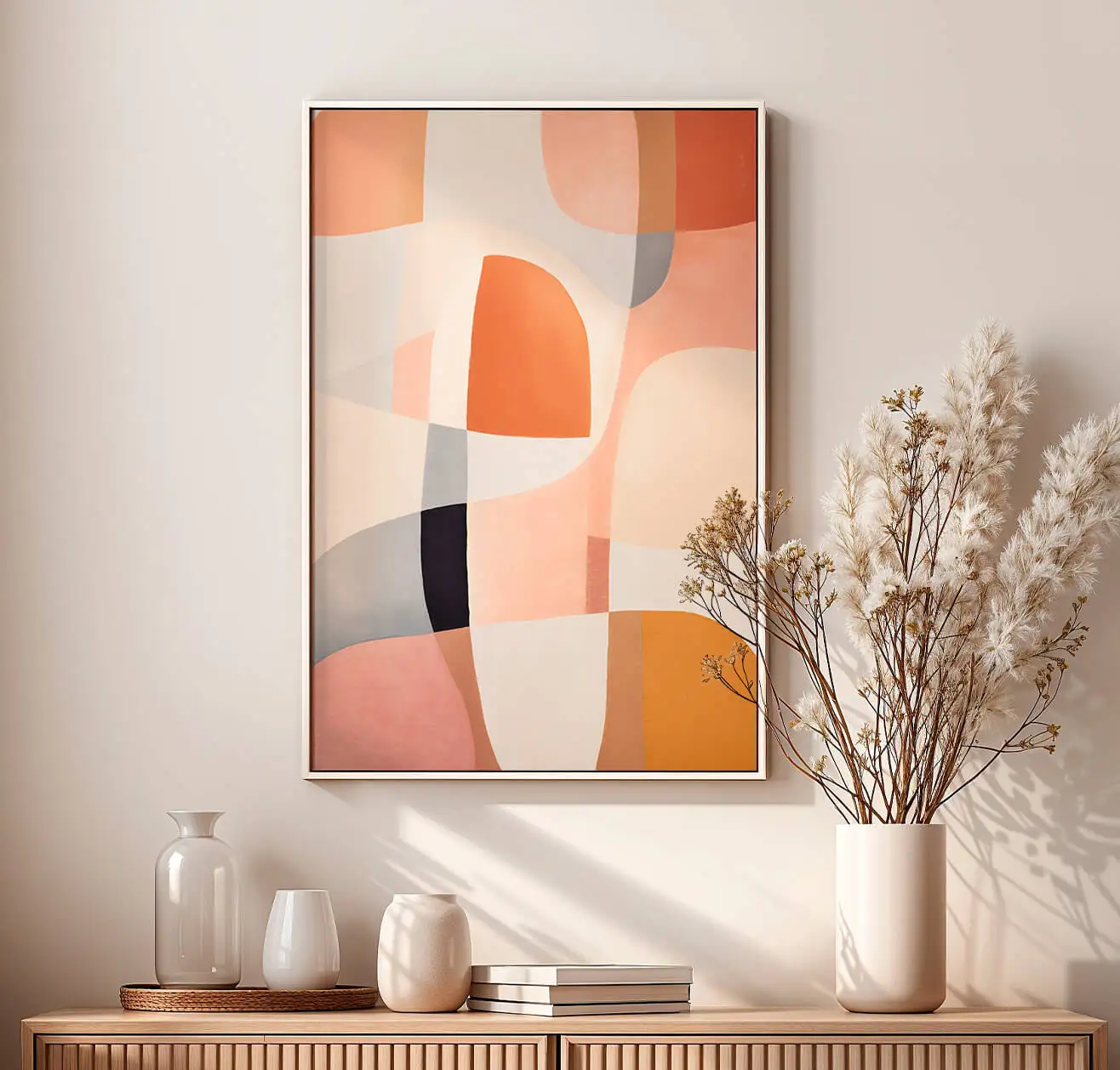 Large Warm Color Blocks Canvas Painting Abstract Orange Block Posters Wall Art Living Room Wall Decor Unframed