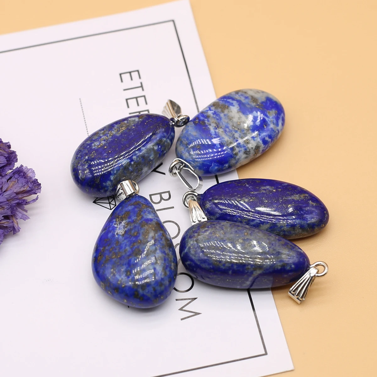 Natural Semi-precious Stone Pendant Irregular Cherry Blossom Agate for DIY Jewelry Making Necklace Size15x20-18x25