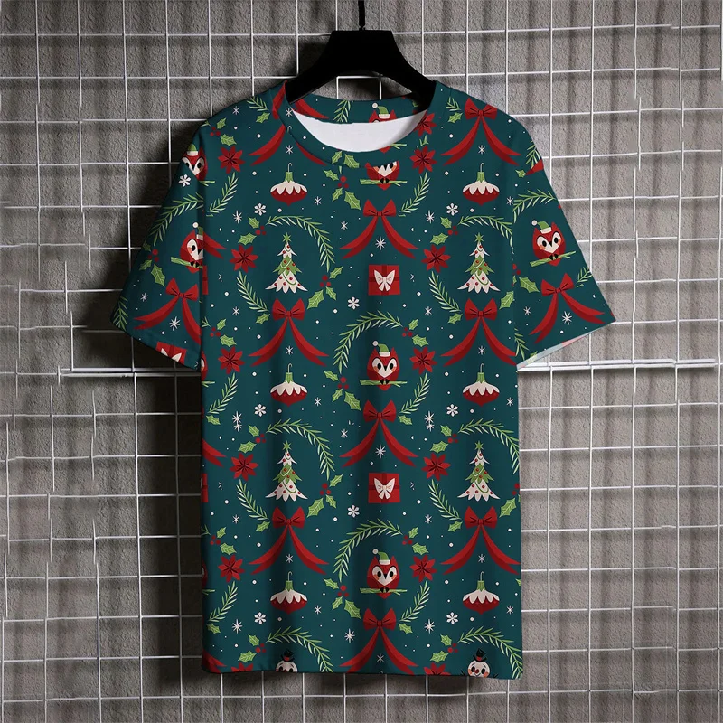 Mode 3d Happy Kerst Print T-Shirt Santa Claus Xmas Elanden Grafische T-Shirts Kid Grappige Streetwear Kleding Met Korte Mouwen