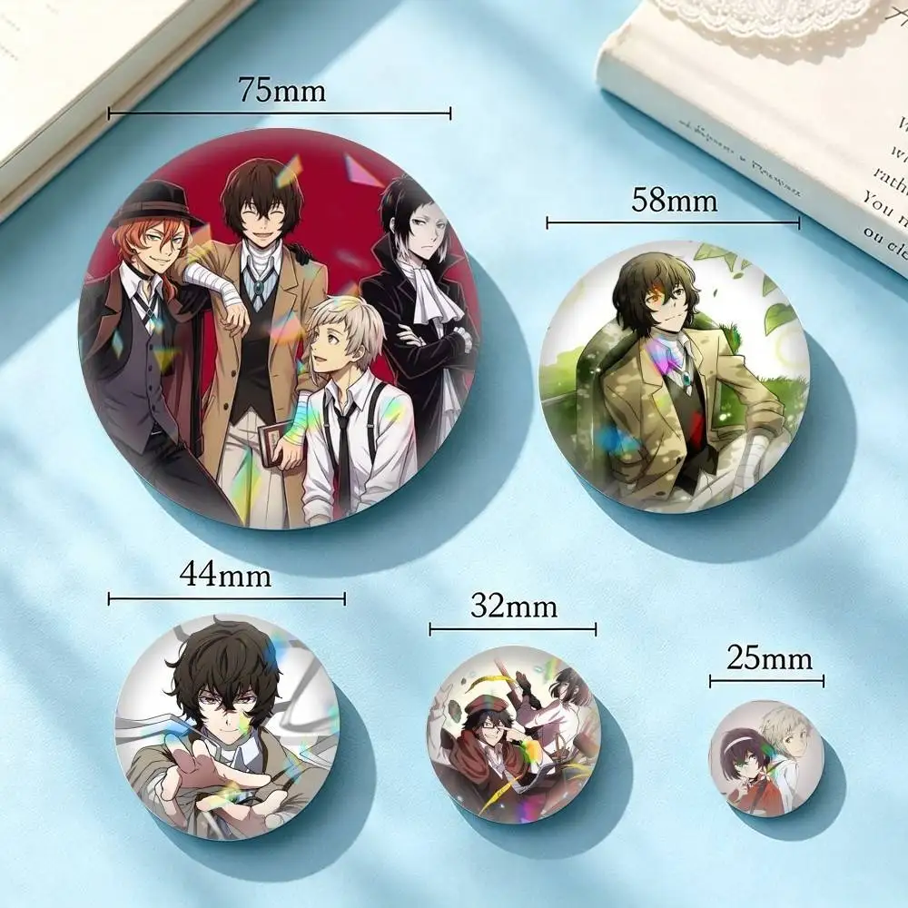 Bungo S-Stray D-Dogs Anime 25 32 44 58 75mm Badges Personalized Round Brooches Pins Accessory Gift
