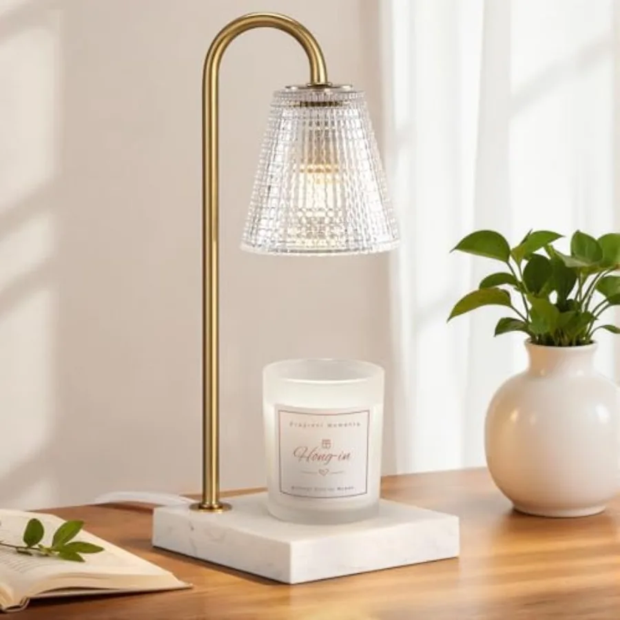 

Современная лампа-ароматизатор для свечей из золота и мрамора с текстурированным стеклянным плафоном, элегантная лампа для свечей для спальни, гостиной, кухни, роскошная.