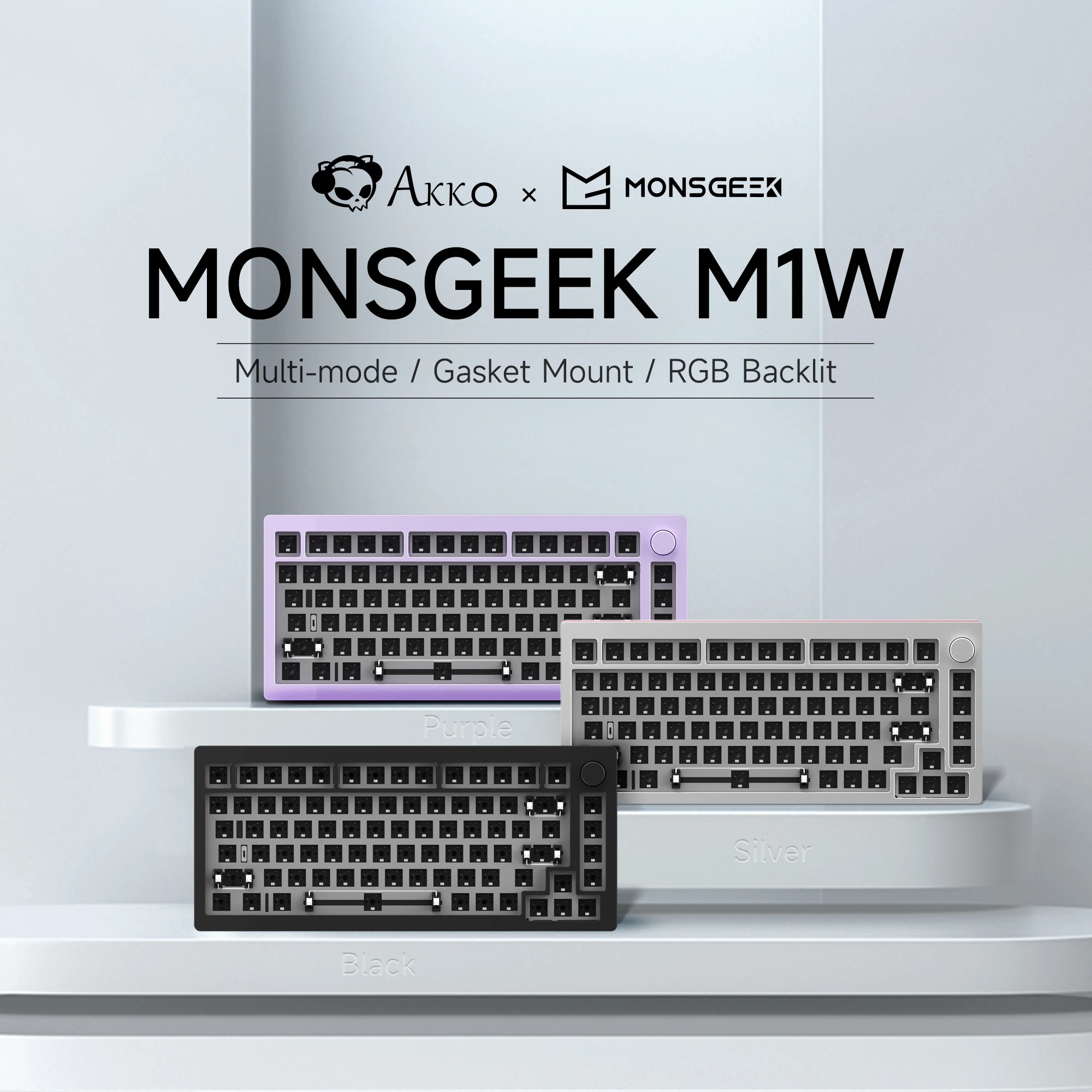 Akko Monsgeek M1W Multi-mode Barebone Kit 75% Mechanical Aluminum CNC Gasket-Mount Keyboard Hot-swap South-facing RGB Backlight