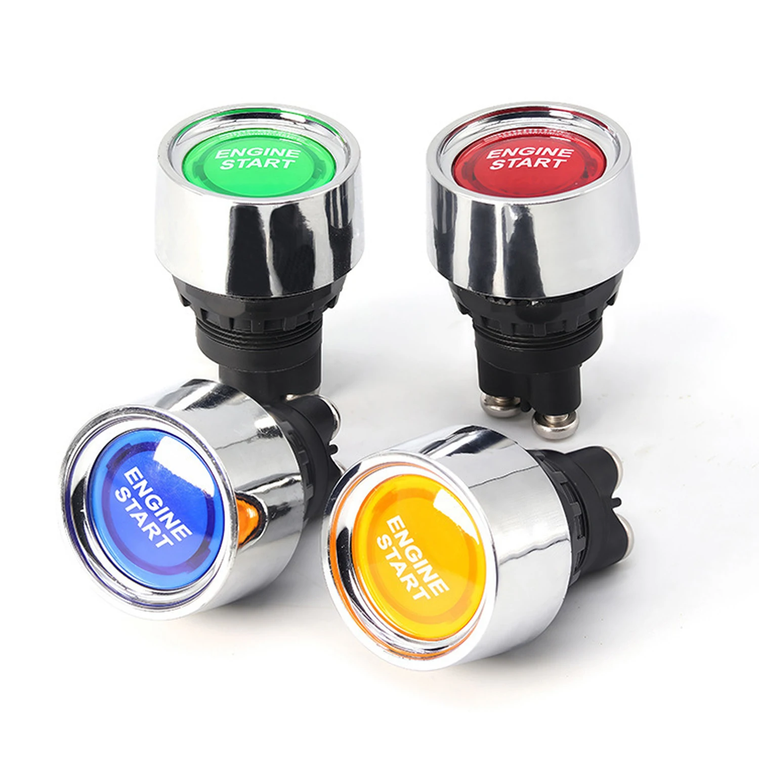 ABILKEEN Universal DC12-24V Automotive ENGINE START Push Button Switch OFF-(ON) 1NO Momentary 22MM Car Ignition and Start Switch