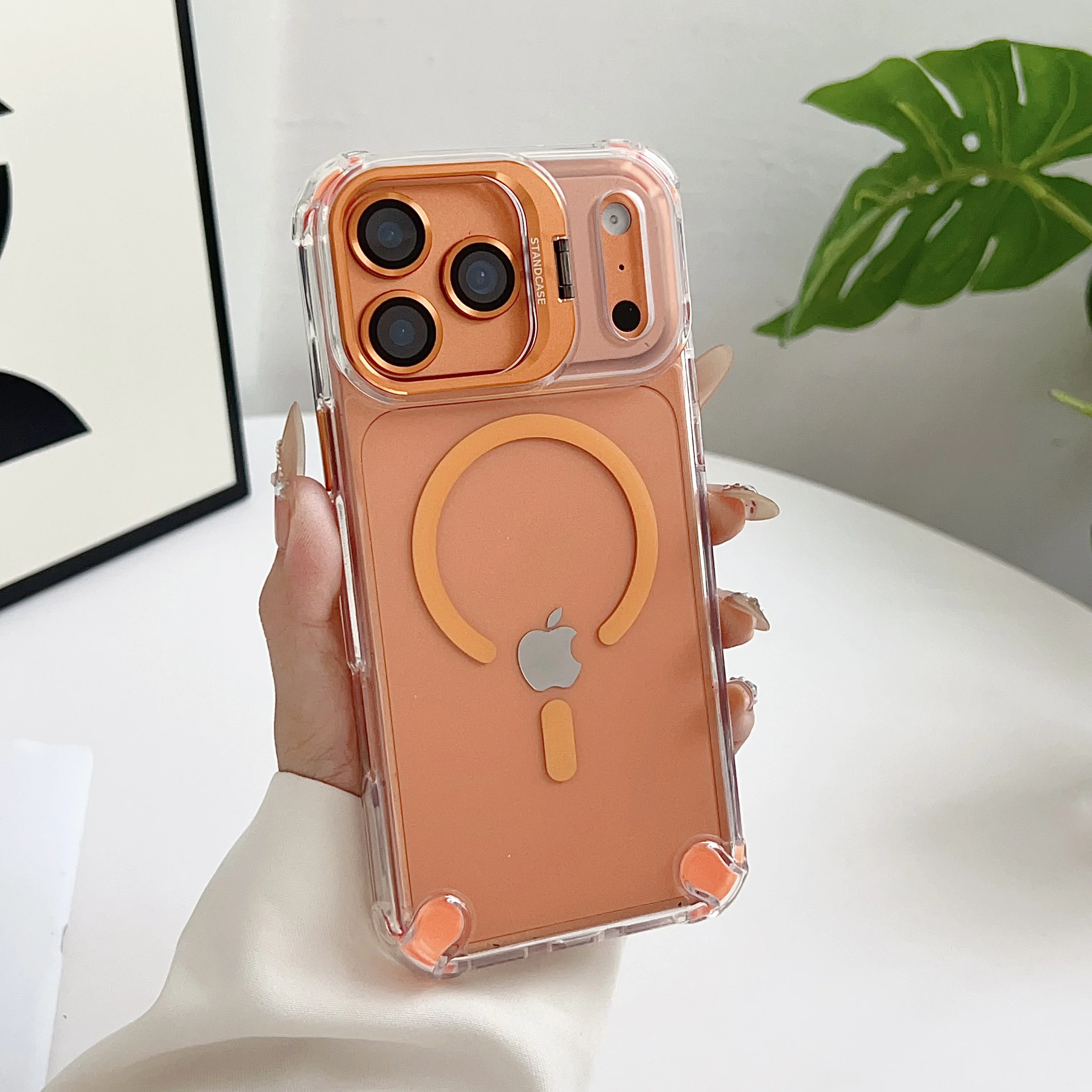 For Magsafe Hidden Holder Clear Case For iPhone 17 Pro Max Air 16 15 14 Plus 13 12 With Camera Glass Protector Shockproof Cover - view 2
