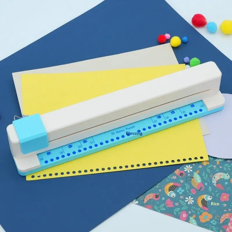 Punching Machine 30 Hole Document Collar Punching Machine Manual DIY A4 Punching Machine Office Supplies