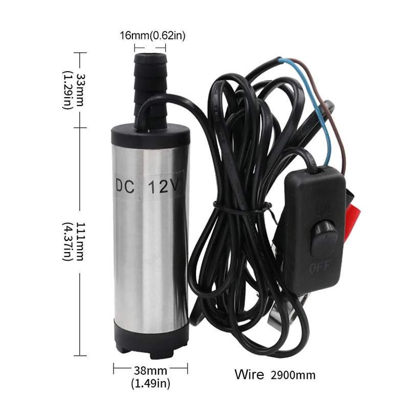 Portable Car Water Oil Fuel Transfer Pump 12V/24V DC 38mm Submersible Diesel Pumping Electric Oil Pump Camping Fishing Tools