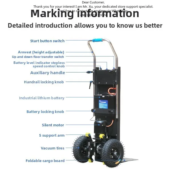 

400KG Electric Stair Climber Cart Mobile Tool Hand Trolley Stair Climbing Cart Hand Trolley Climb Cart Flat Truck Stair Climbing