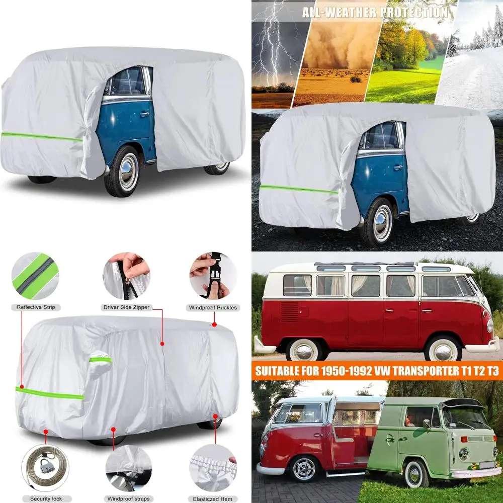 

Всепогодный водонепроницаемый автомобильный чехол для моделей VW T1 T2 T3 и Vanagon 1950-1992 годов, полное покрытие с дверью, совместимость Z