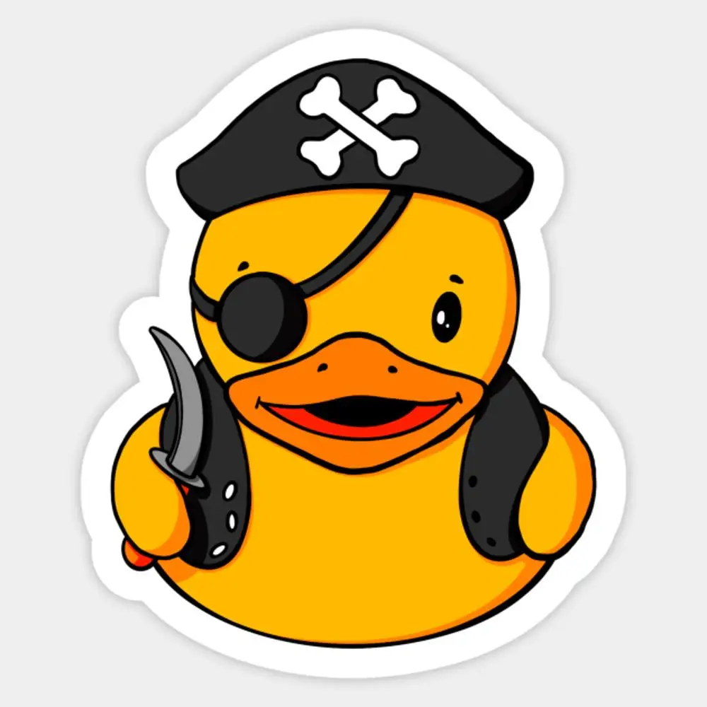 

Pirate Rubber Duck Sticker for Laptop Decor Bedroom Car Cute Cartoon Art Fashionable Public Suitcase