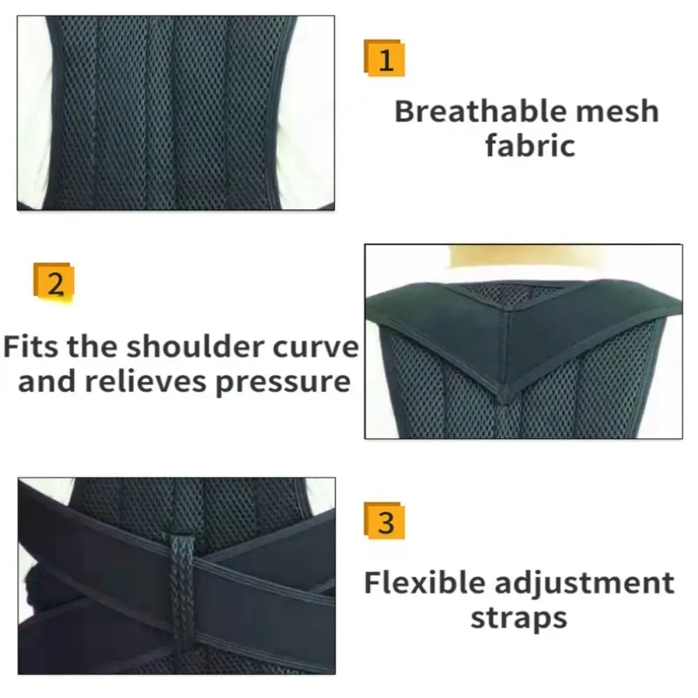 

Adjustable Straps Posture Corrector 5 Size Breathable Back Posture Brace Reinforced Belt Black Back Trainer Daily Wear
