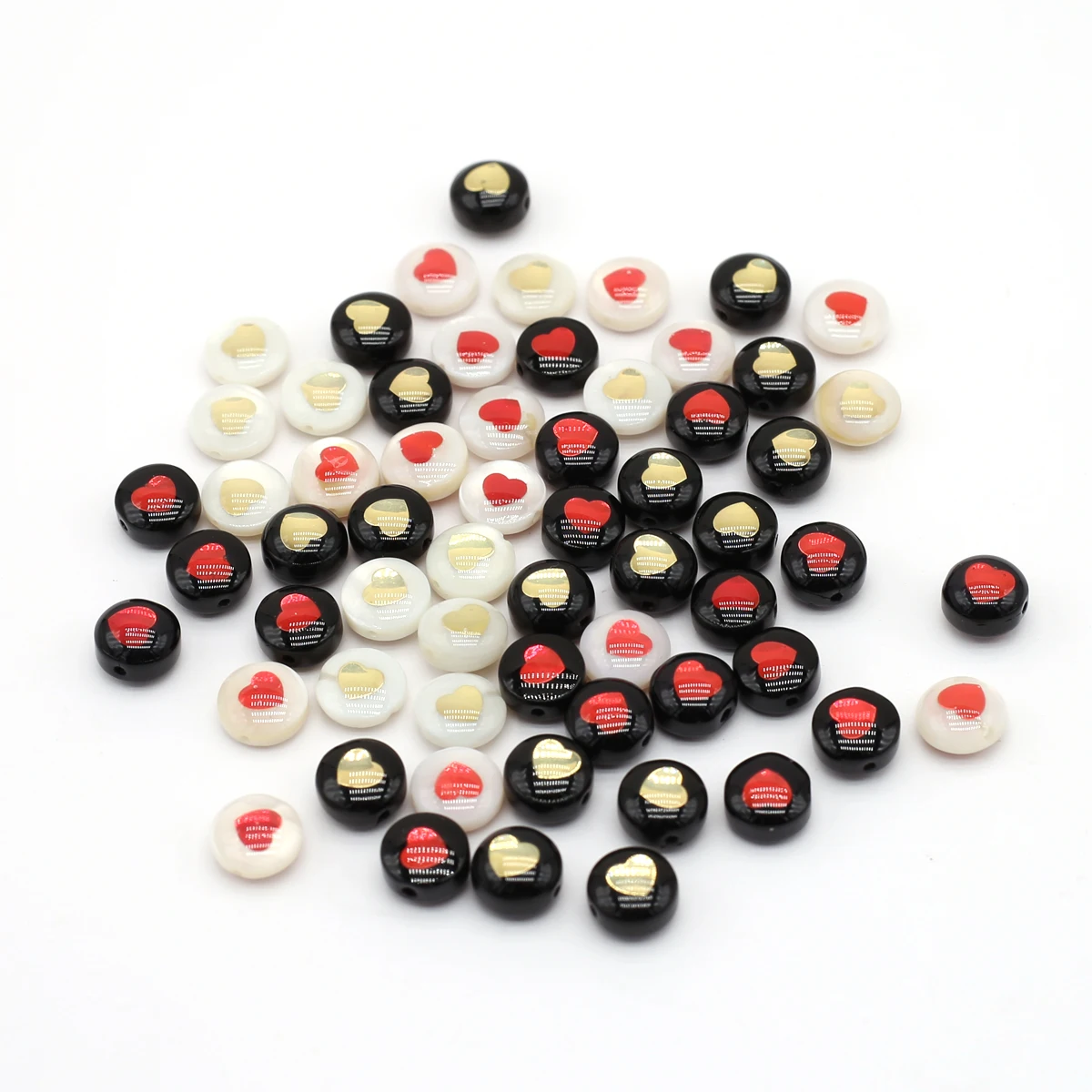 

10PC Shell Bronzing Love Heart Loose Beads Natural Mother of Pearl Charms Bead for Jewelry Making DIY Supplies Necklace Bracelet