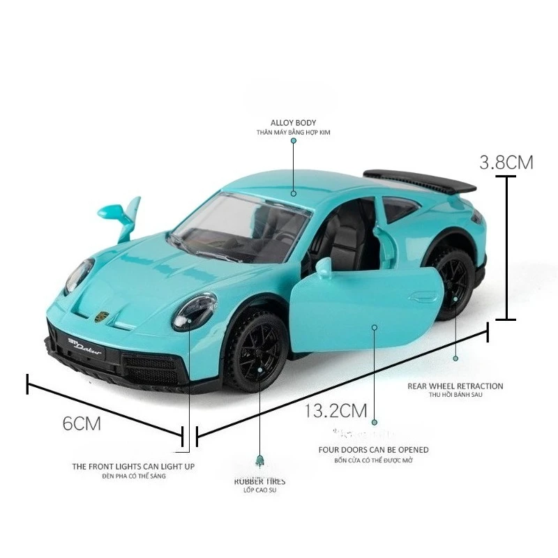 Diecast 1/32 Porsche 911 Supercar Model Sound Light Pullback Children Boy Alloy Toy Vehicle Birthday Gift Collection Miniature