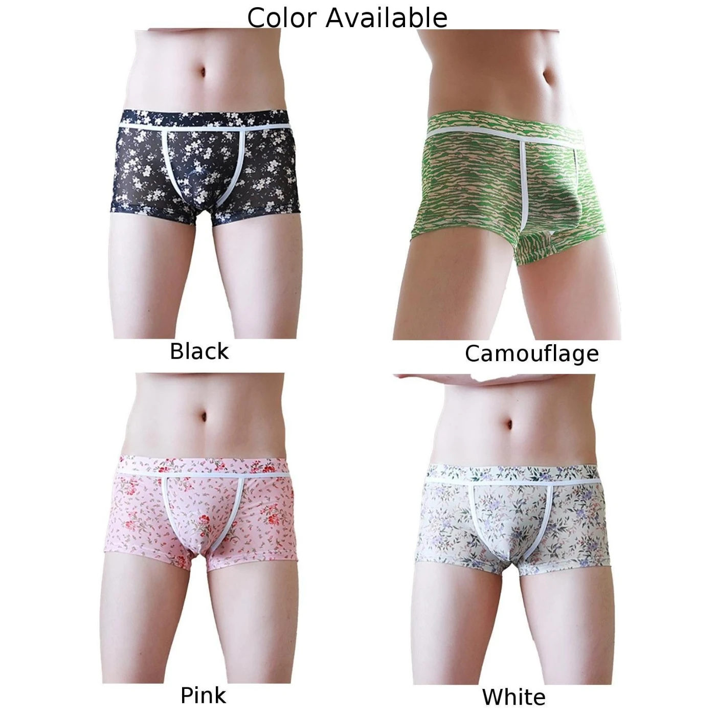 남성용 섹시한 음낭 벌지 복서 브리프, 메쉬 시스루 언더팬츠 반바지, U 볼록 파우치 속옷, 통기성 팬티