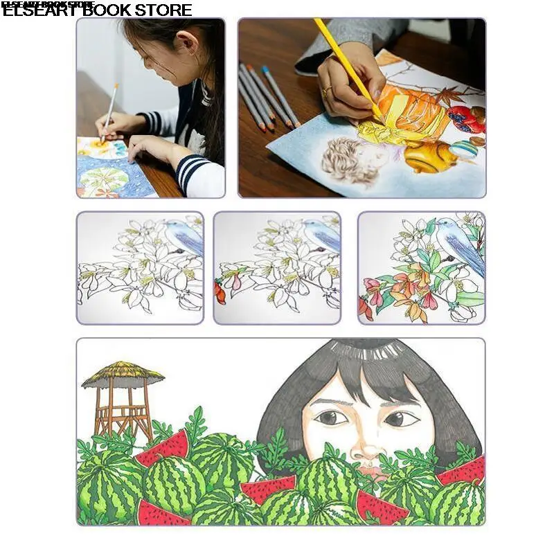 Time courtyard Coloring Book Adult decompression picture book student  hand painted graffiti Book Children's drawing book
