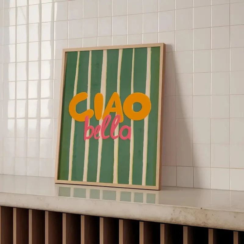 1 Buah Poster Kanvas Cetak Seni Dinding Terinspirasi Italia Antik Ciao Bella untuk Tempat Tidur Dapur Asrama Mandi Hidup, Dekorasi Dalam Ruangan