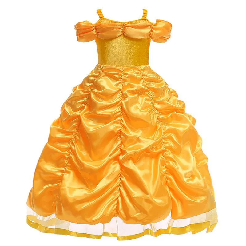 Luxury Belle Princess Dress For Girls Cartoon Movie Role Playing Costume Lace Sequins Tulle Frocks Kids Birthday Surprise Gift