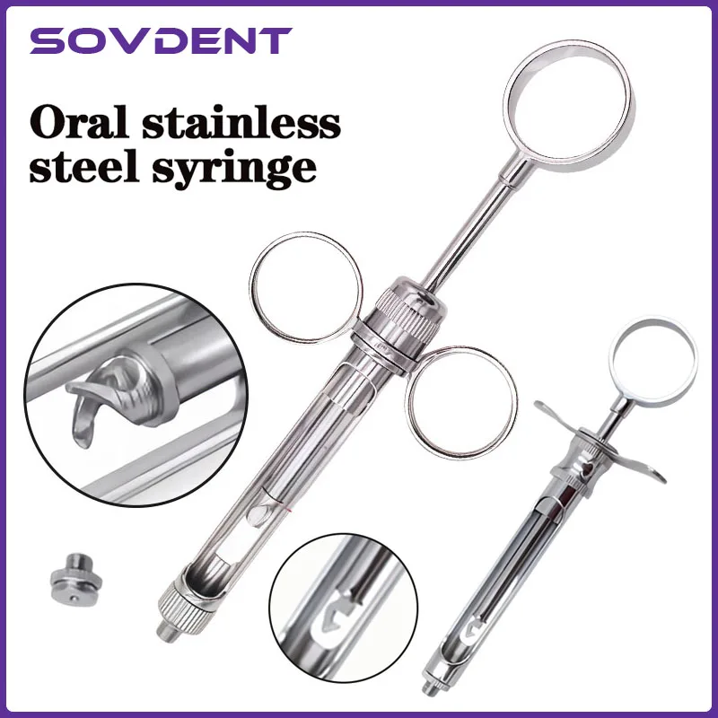 1pcs Dental Injection Syringe Hook-headed Sharp Head Stainless Steel Dentist Aspirating Dentistry Surgical Instrument Tools