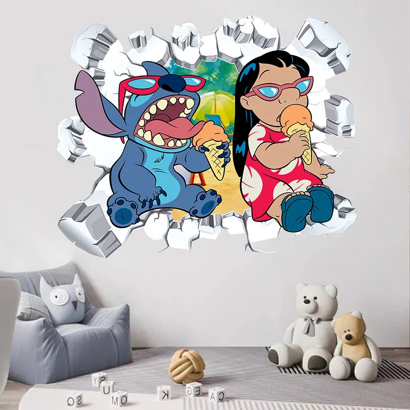 Cartoon Lilo & Stitch Movie Wall Stickers For Kid's Room Living Room Bedroom Layout Background Wall Decoration Animated Poster