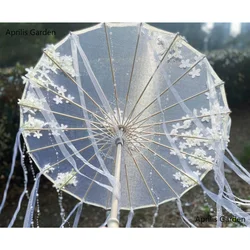 82CM Flower Decorative Umbrella With Fan For Hanfu Cosplay Photograph Props Craft OilPaper Umbrella Parasol Sakura Umbrellas