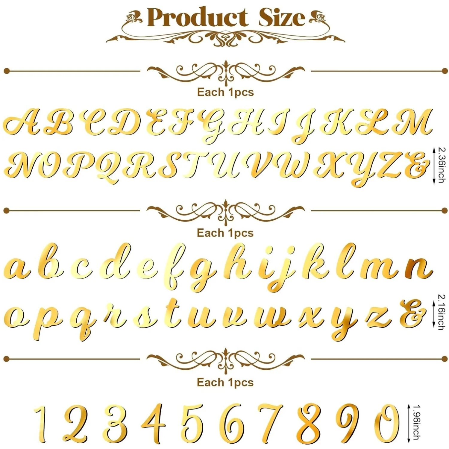 64Pcs Acrylic Cake Alphabet Numbers Topper, Mirror Number 0-9 and Alphabet A-Z Personalized Cake Picks Party Decor