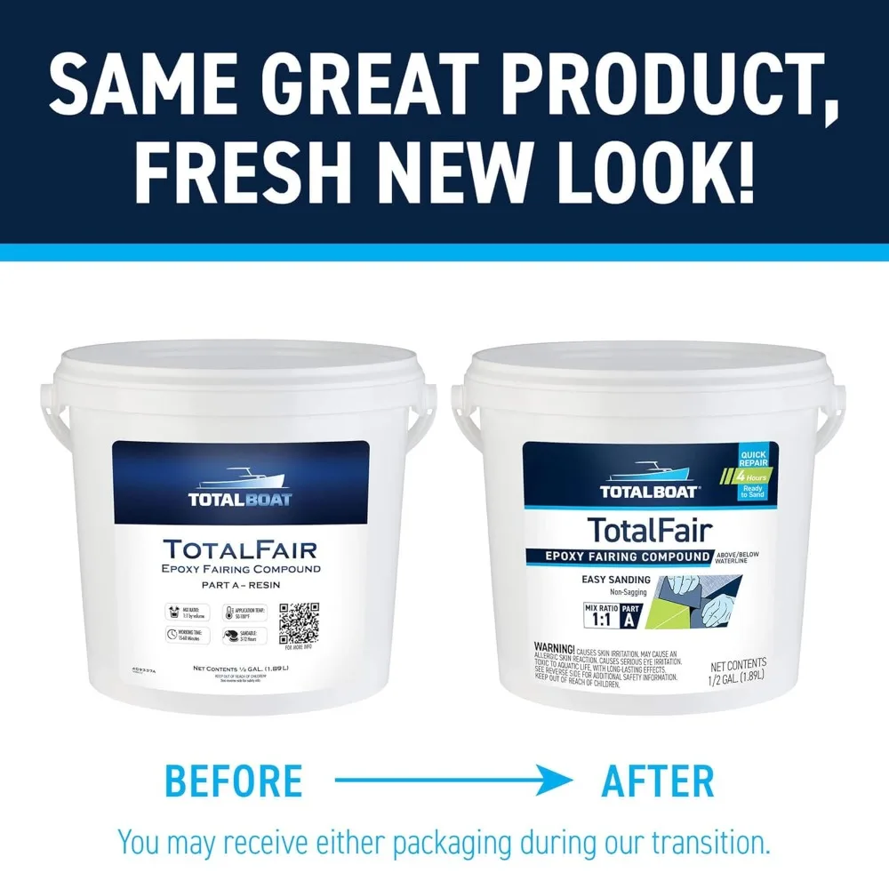 Composé de carénage époxy marin par TotalFair pour fibre de verre, bois, aluminium et acier - Kit de 2 litres