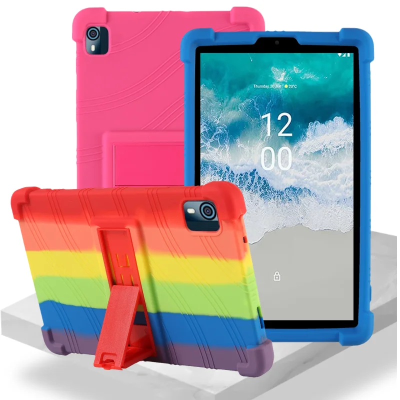 

Soft Silicone Case for Nokia T10 2022 8.0 inch Model TA-1503 TA-1472 TA-1462 TA-1457 Stand Tablet Cover Shockproof Kids Safe