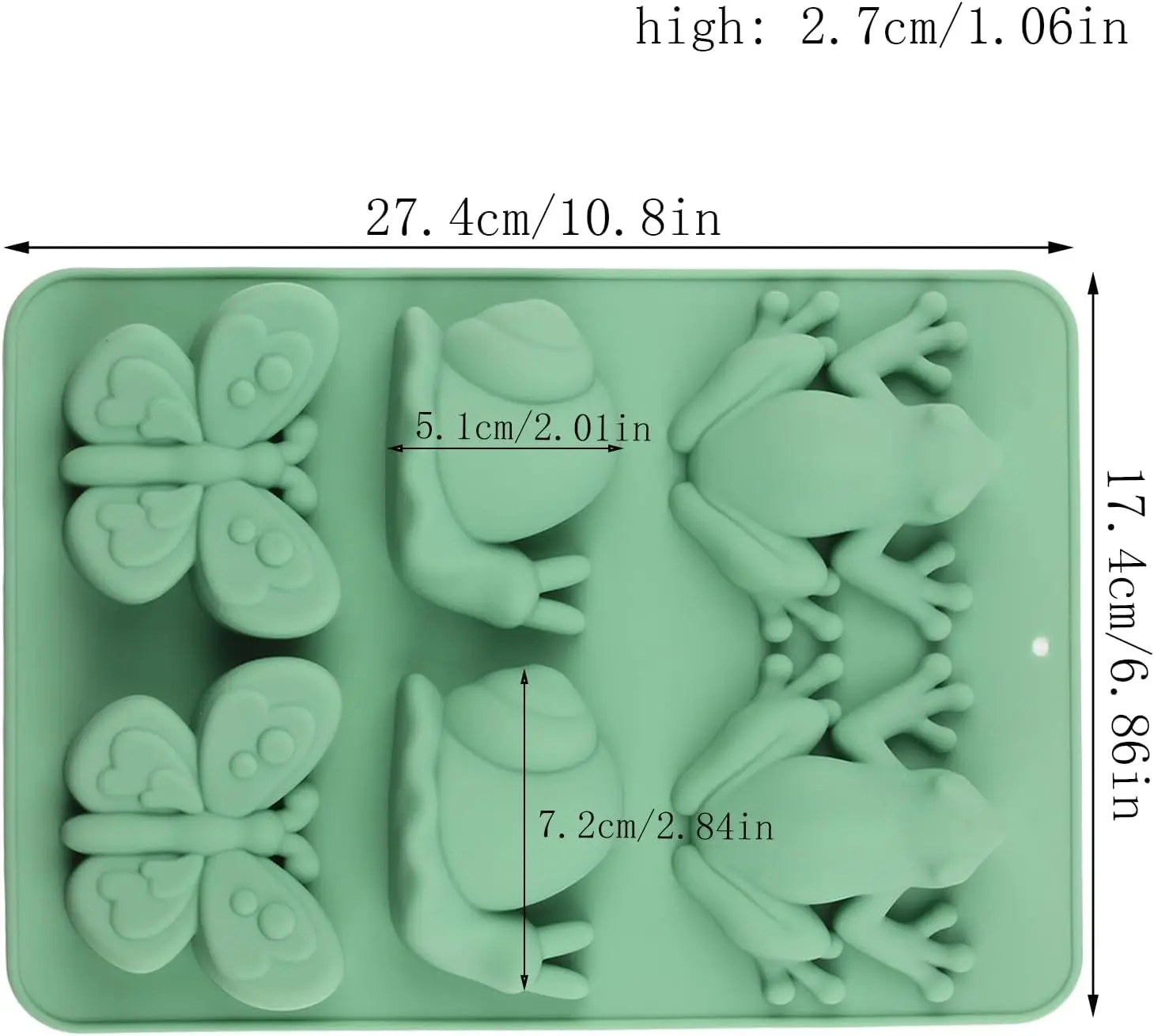 6 Cavity Passover Frog Silicone Candy Molds Snail Butterfly Chocolate Mold for Candy Chocolate Cupcake Topper Decorating