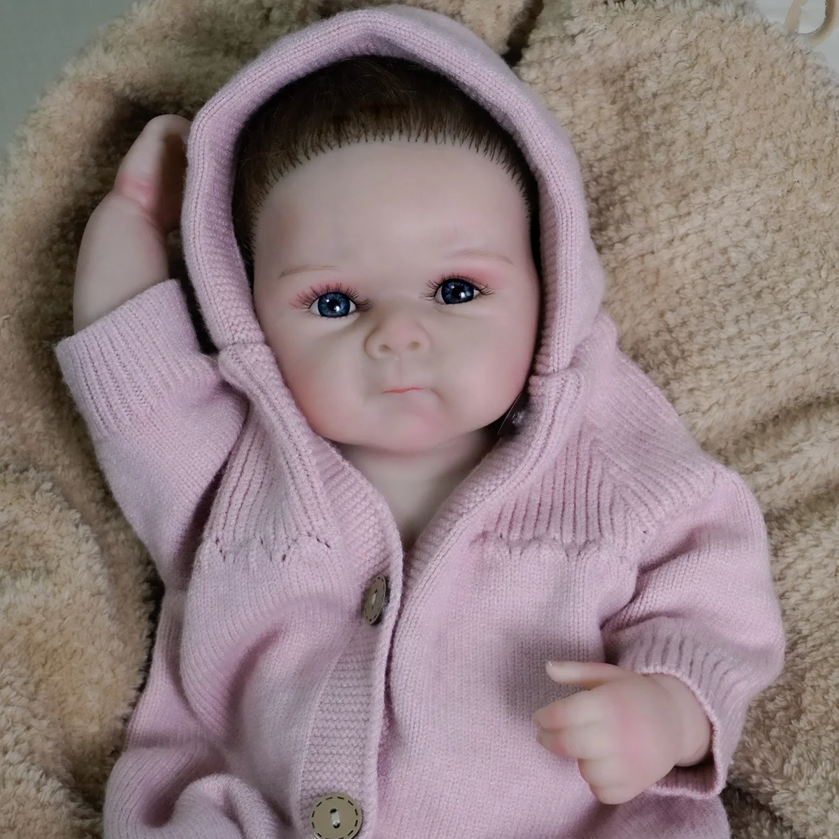 JOYORA Rambut rooting buatan tangan realistis anak-anak terlahir kembali silikon vinil lembut berkualitas tinggi buatan tangan dapat dikumpulkan sebagai boneka seni