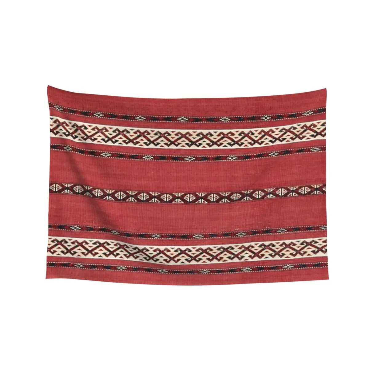 

Triangle Stripe Kilim II 19th Century Authentic Colorful Picture of a Red Black and White Rug Tapestry Wall Tapestries Tapestry