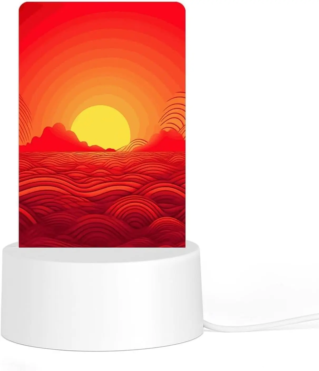 Retro Ocean Sunset Wave Acrylic Night Light, LED Bedside Lamp Landscape Bedroom Home Decor Gift