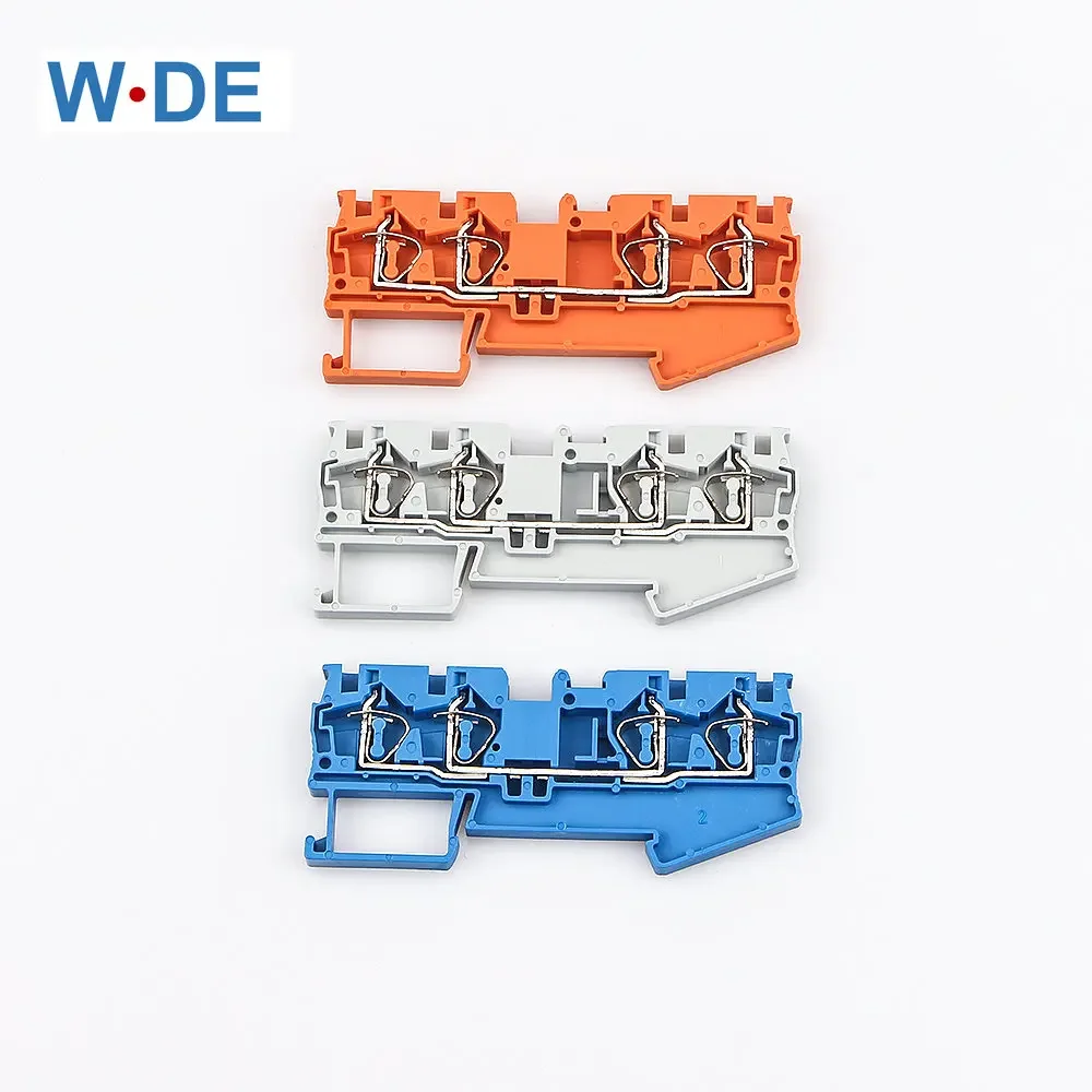 5 Pcs Din Rail Terminal Block ST-4-QUATTRO Connectors Electrical Wiring Return Pull Type 4 Conductors Spring Wire Conductor