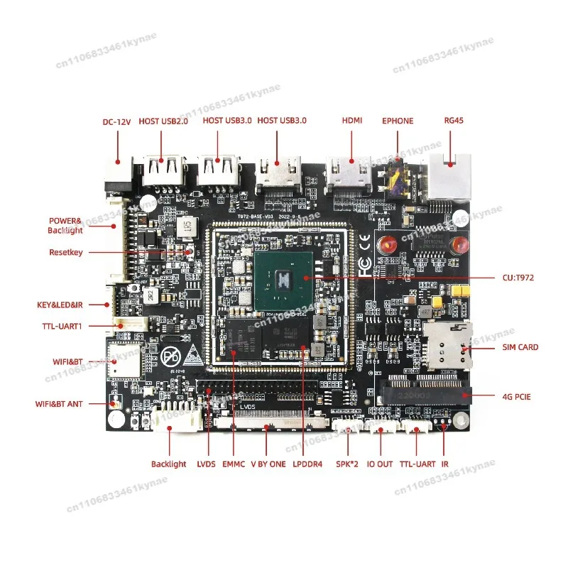 Suitable for T972 Pcba Manufacture V By-one Android Development Linux Board Custom Main Board with Lvds Output