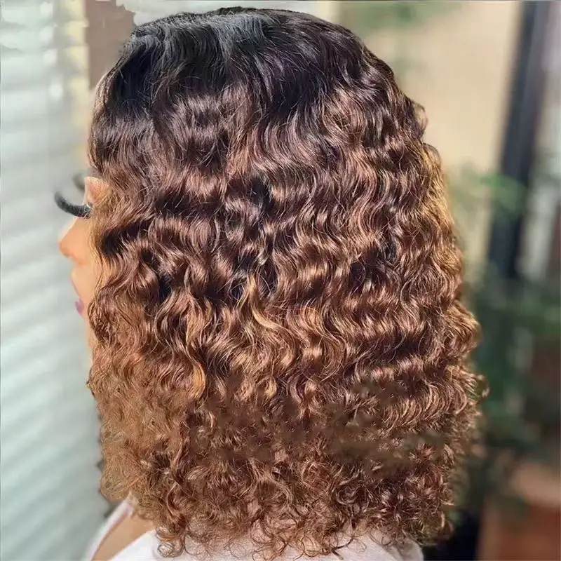 Body Wave Lace Frontal Wig Short Bob Wig  Human Hair Glueless Human Hair Wavy 13x4 Transparent Lace Front Wig For Women