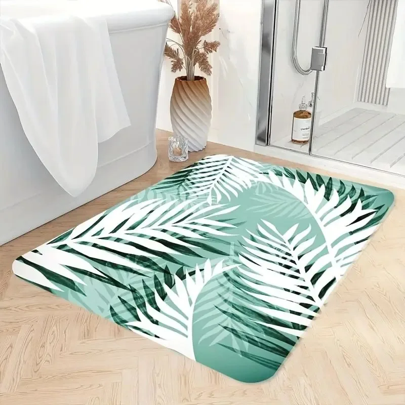 Plant Leaf Print Door Mat Decoration Home Bathroom Mat