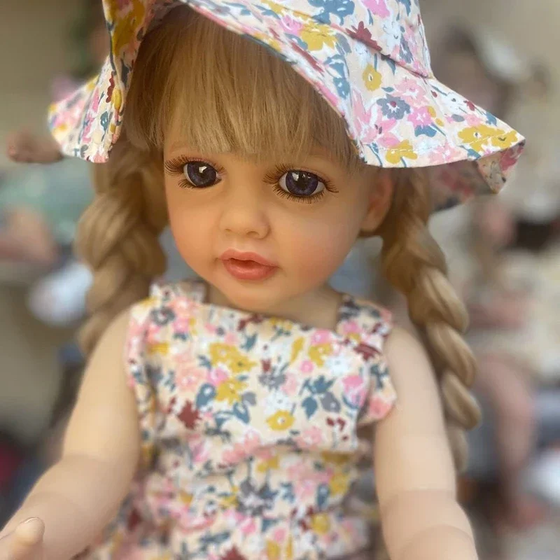 

55CM Full Body Silicone Betty Waterproof Toddler Girl Doll Princess Lifelike Sof Touch 3D Skin Multiple Layers Painting