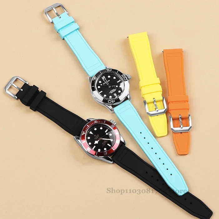 20mm 21mm 22mm FKM Fluoro Rubber Strap for IWC PILOT Portugieser Men Quick Release Bracelet Diving Waterproof Sport Watch Band