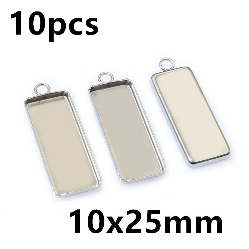 5-10pcs Rectangle Pendant Cabochon Base Blank Setting Tray for DIY Jewellery