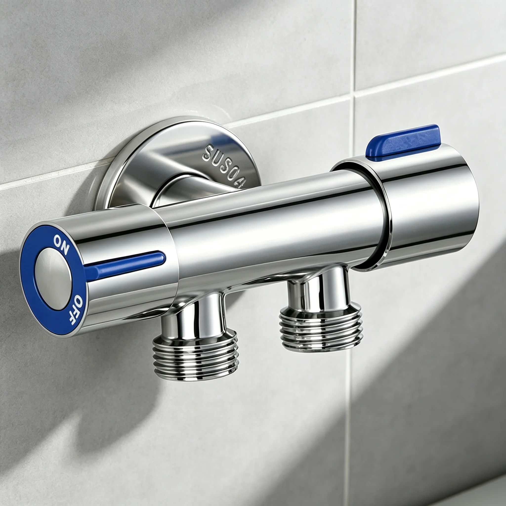 Dual‑Handle Dual‑Control Stainless Steel Tap Single Cold One‑In‑Two‑Out Faucet for Bathroom Washing Machine Connection