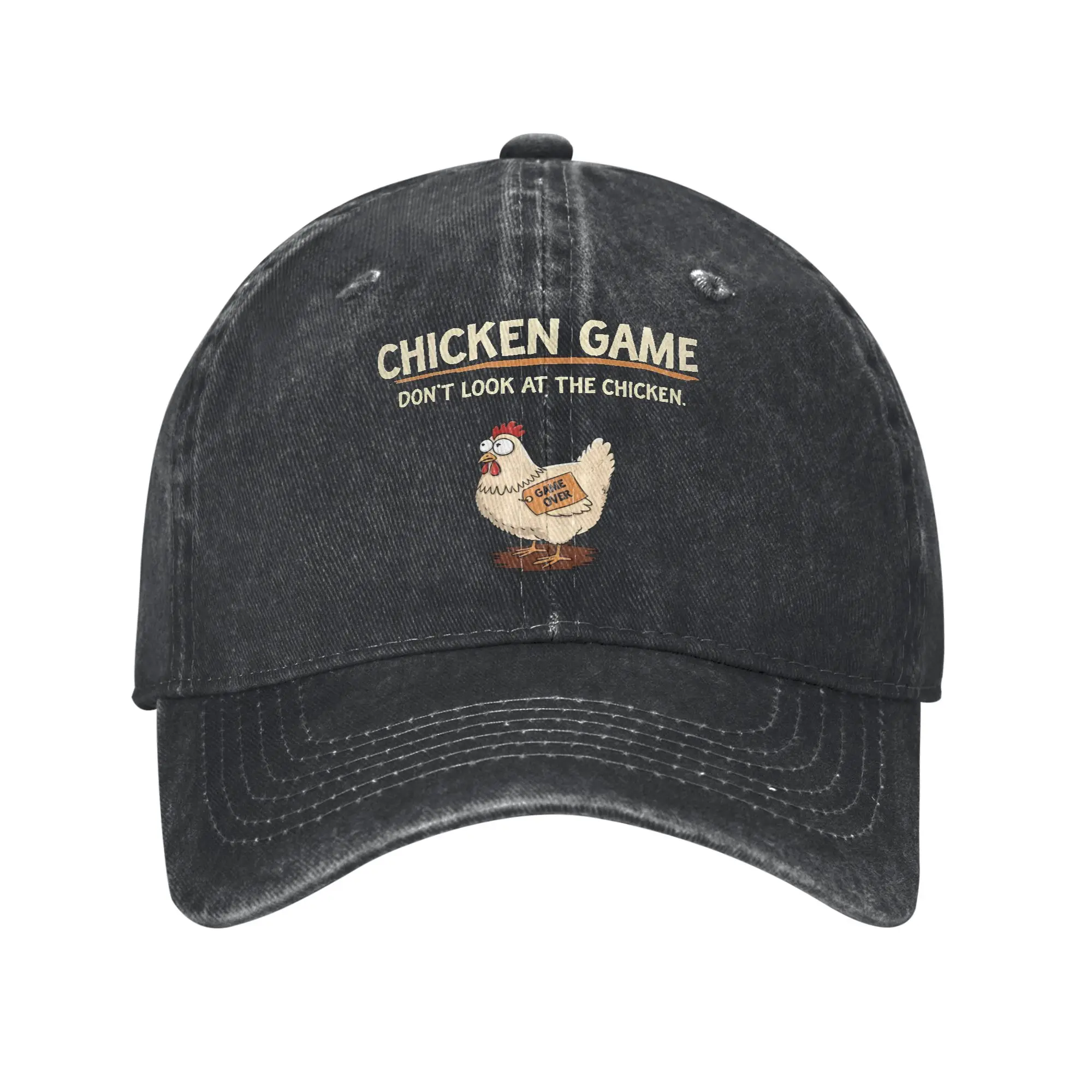 Chicken Game Don't Look At The Chicken Baseball Caps Vintage Distressed Denim Washed  Snapback Cap Golf Unstructured Soft Hat
