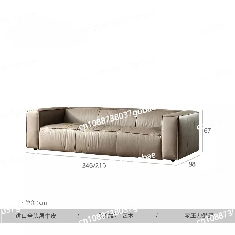 three-person sofa living room minimalist first-layer cowhide four-person expression sofa