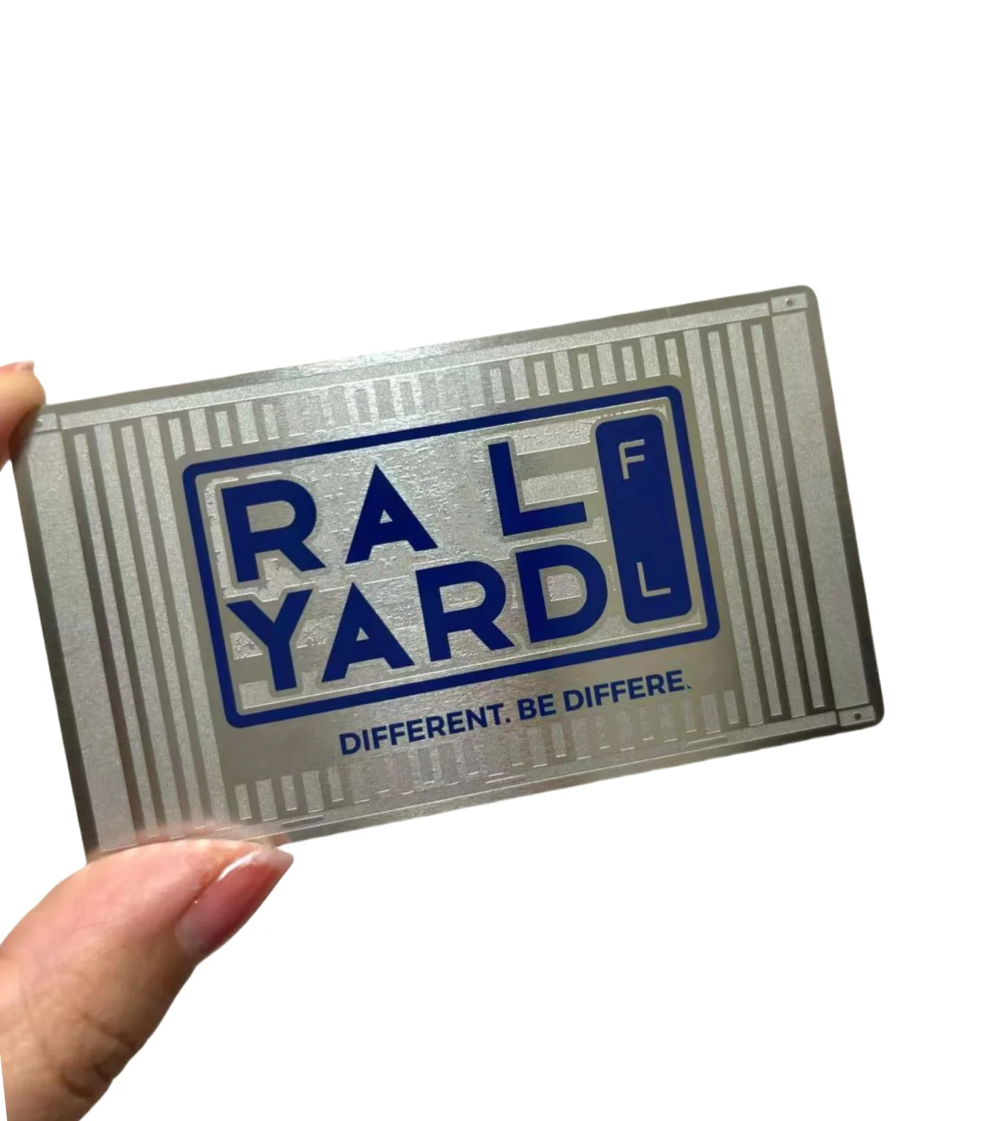 Customized inquiry Pre-printed Business Card Engraved Silver Metal Customized Logo Cut Off Metal Business Card