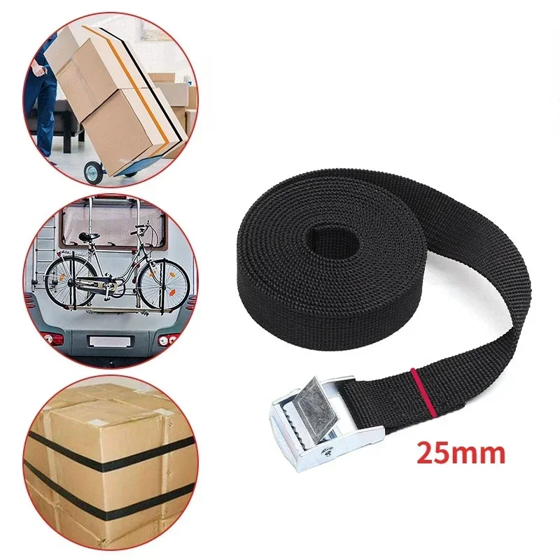 NEW 5M*25mm Car Tension Rope Tie Down Strap Strong Ratchet Belt Luggage Bag Cargo Lashing with Metal Buckle Tow Rope Tensioner