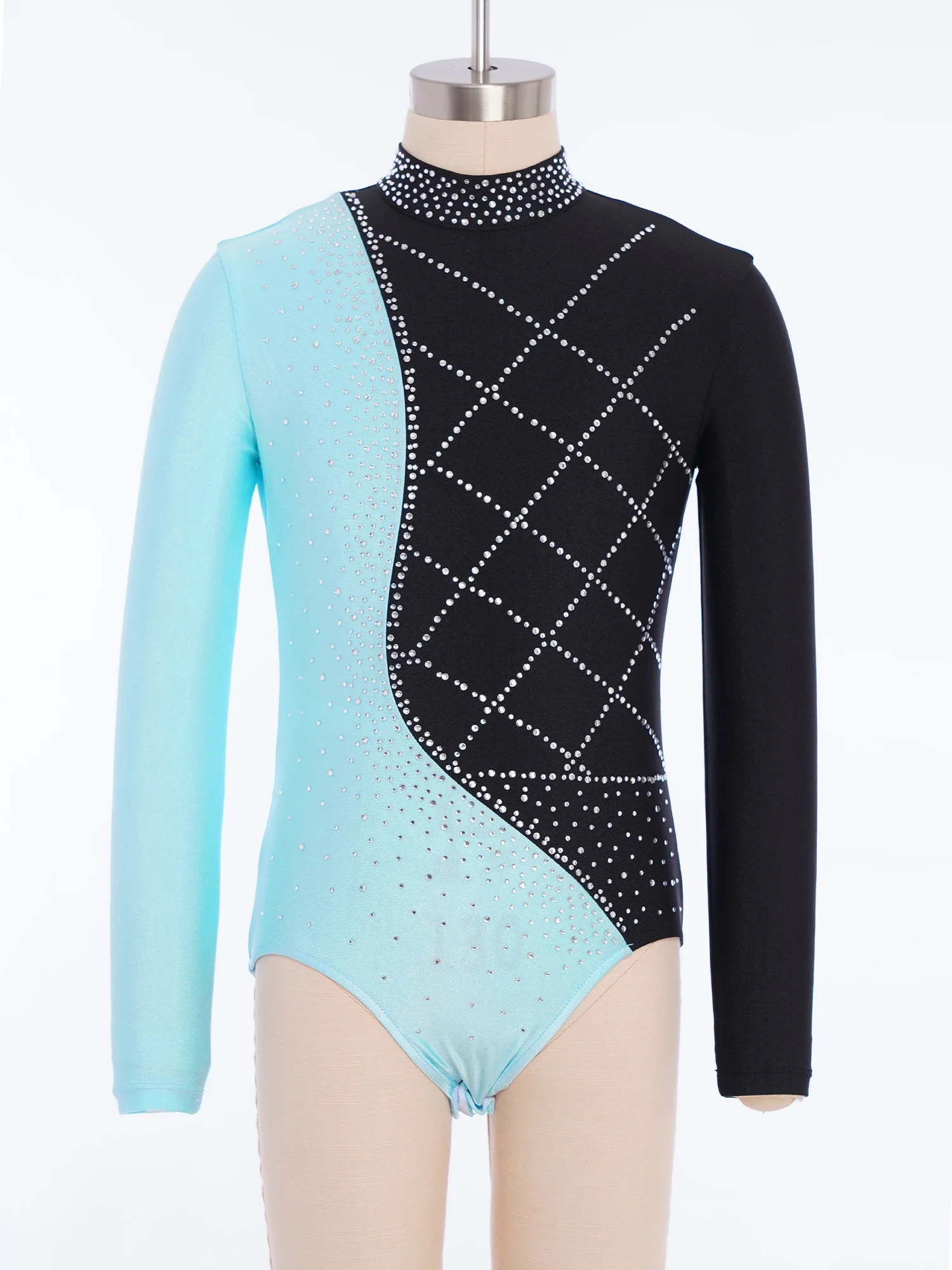 طويلة الأكمام الفتيات الفنية جيرسي الجمباز يوتار طويلة الأكمام ضيق ارتداءها الراين الشكل التزلج ممارسة بذلة #3