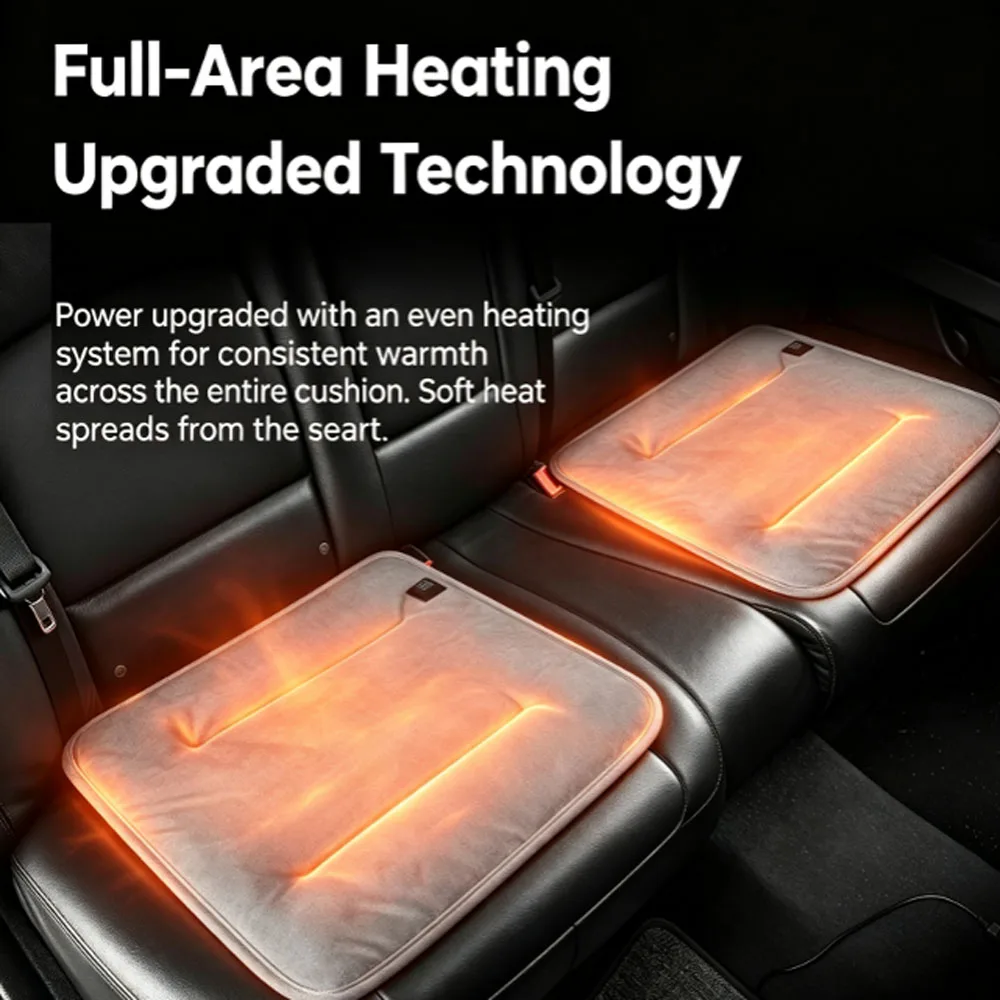 Car Heated Seat Cushion, USB Powered Flannel Heating Pad, 3 Heating Levels, Dual-use for Car & Home, Winter Warm Seat Mat