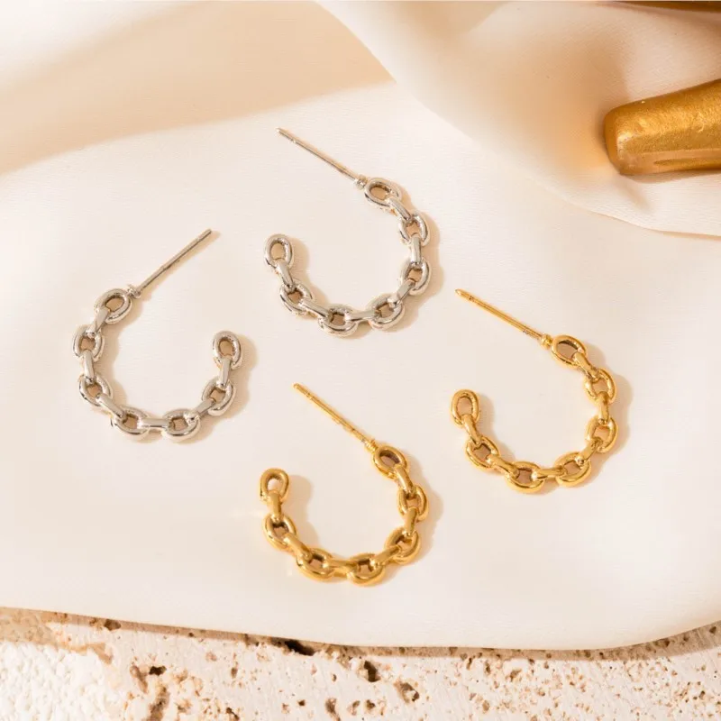 ANENJERY 316L Stainless Steel U-shaped and C-shaped Earrings for Women Fashion Personality Simple Jewelry Gifts Wholesale