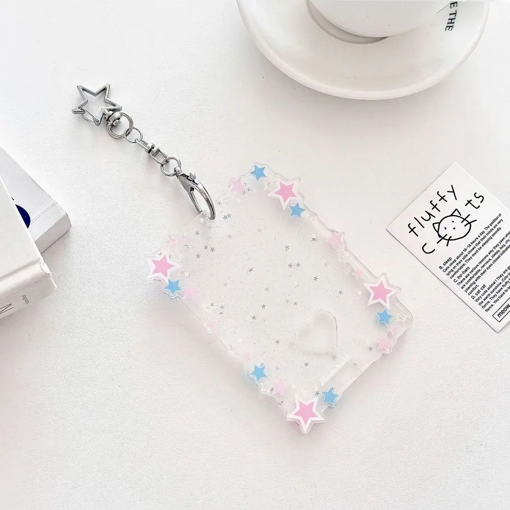 New 3 inch Photocard Holder Acrylic Sparkling Stars Idol Photo Holder Mini Gift Keychains