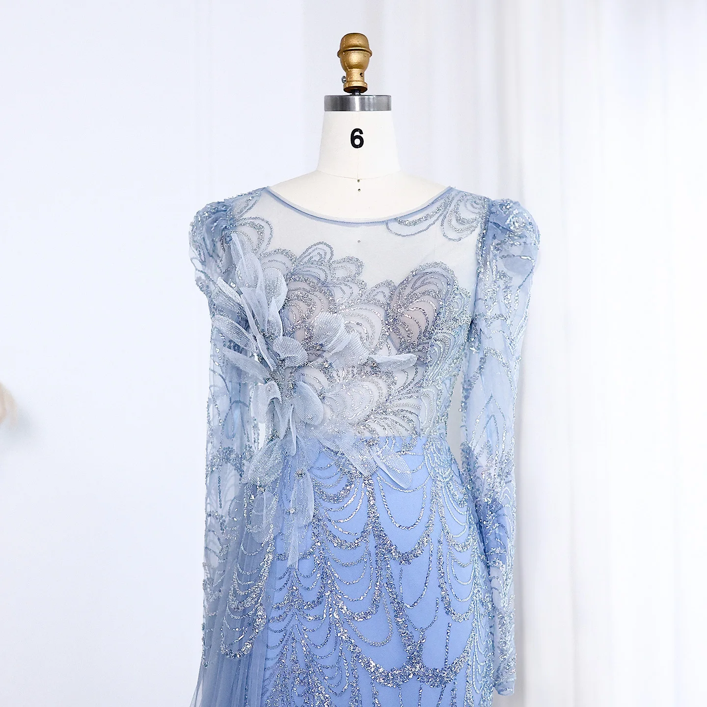 شارون سعيد فستان سهرة أنيق بأكمام طويلة حورية البحر وردي للنساء زفاف أزرق حكيم أخضر فستان رسمي للحفلات SS084 مخصص #4